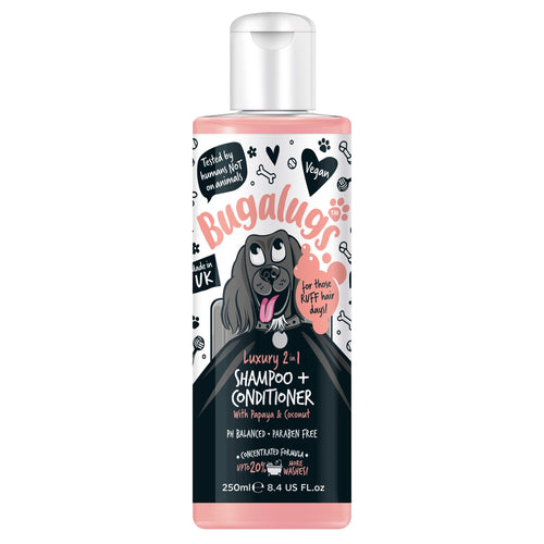 Bugalugs luxury 2-in-1 papaya and coconut dog shampoo 250ml
