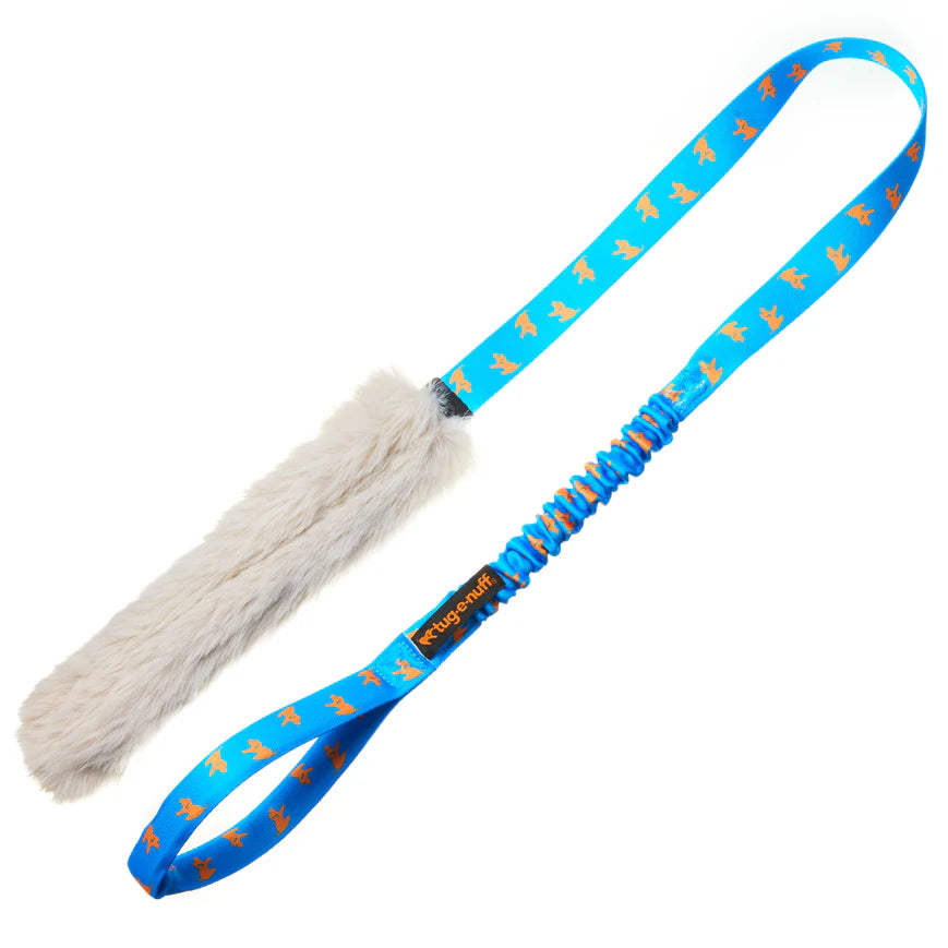 Tug-E-Nuff faux fur bungee chaser tug dog toy high drive reward