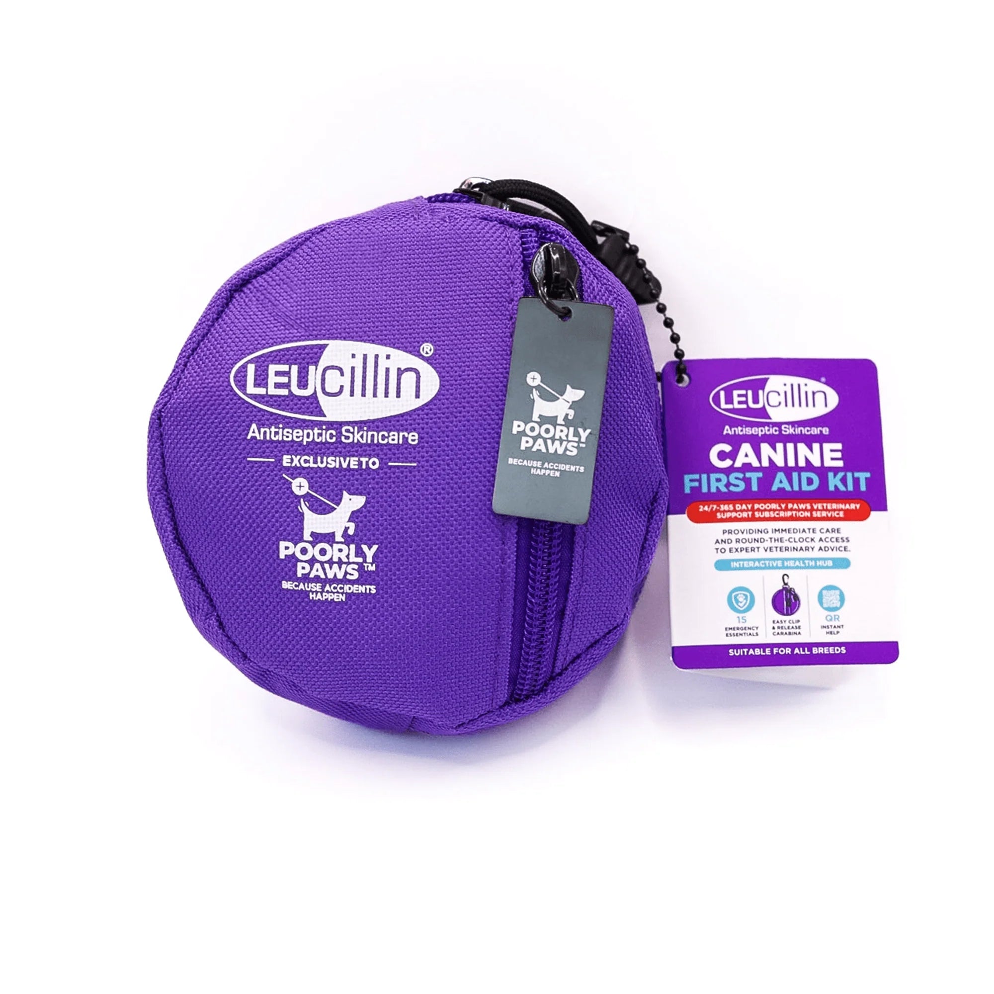Leucillin award winning portable dog first aid kit with antiseptic spray