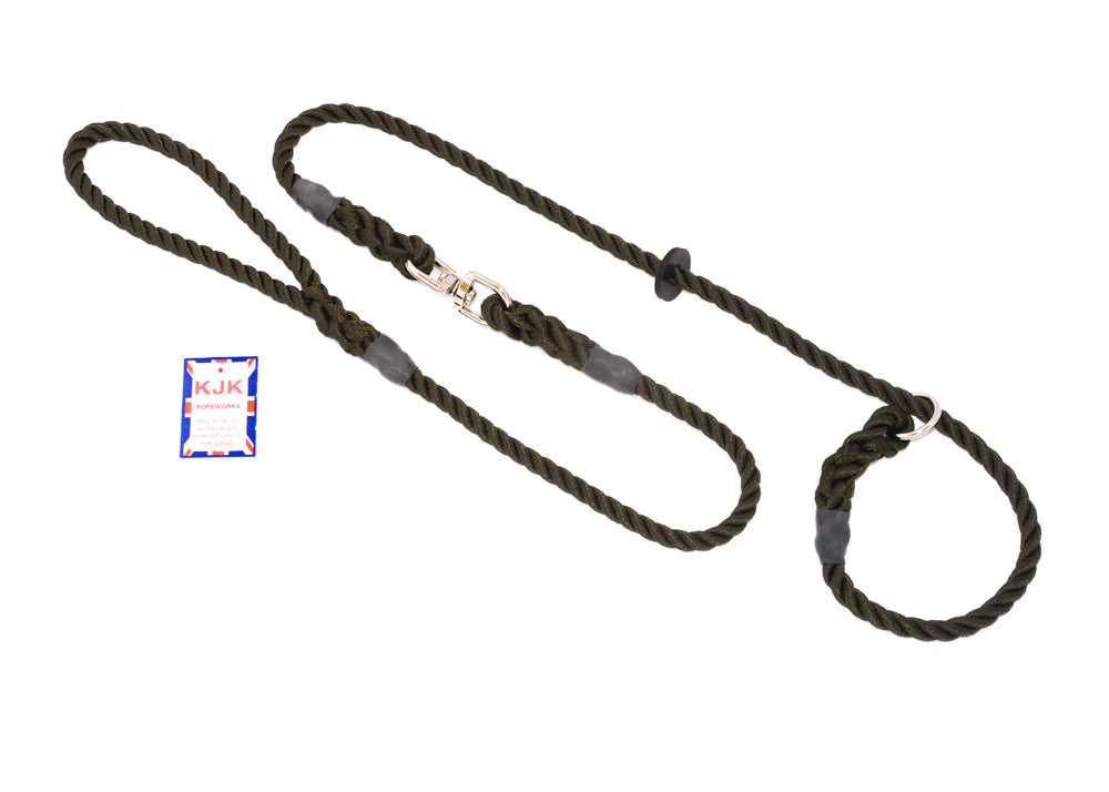 KJK 10mm swivel rope slip lead with rubber stop handmade in Devon