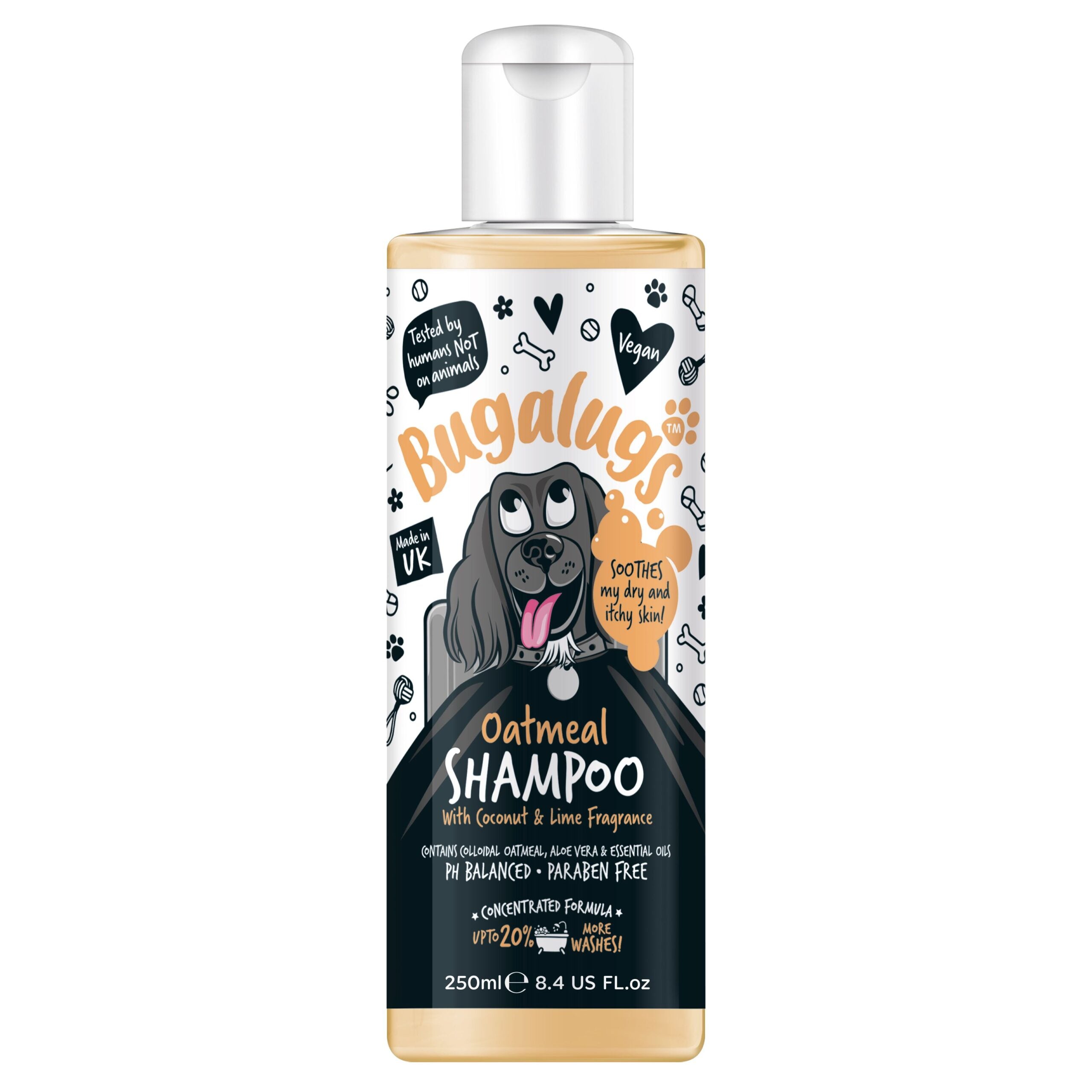 Bugalugs Oatmeal Dog Shampoo with Coconut and Lime fragrance 250ml