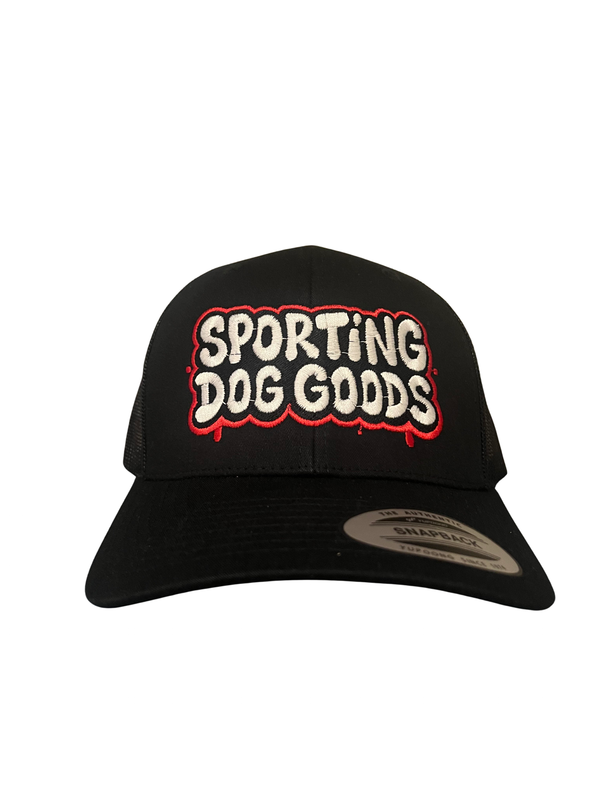 Sporting Dog Goods black trucker cap embroidered handler cap