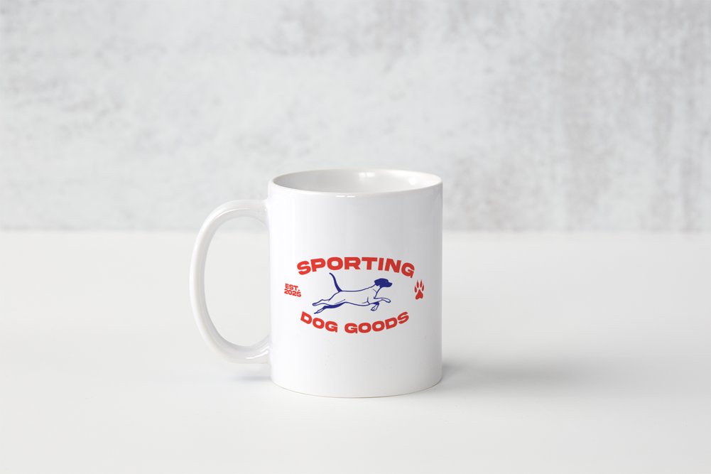 Sporting Dog Goods branded ceramic mug with white logo