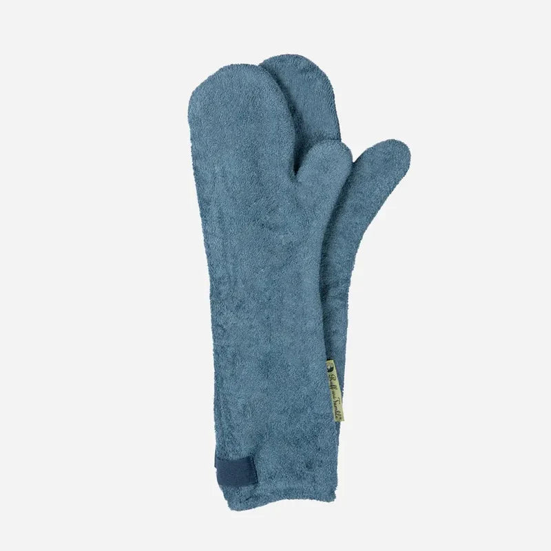 Ruff and Tumble dog drying mitts Sandringham Blue double cotton towelling