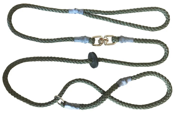 Figure of 8 dog training slip lead in olive colour